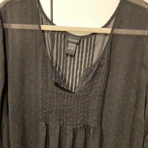 Torrid Sheer Blue Polkadot Top